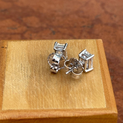 14KT White Gold 2 Carat Lab Grown Diamond Emerald Cut Prong Stud Earrings - LSJ