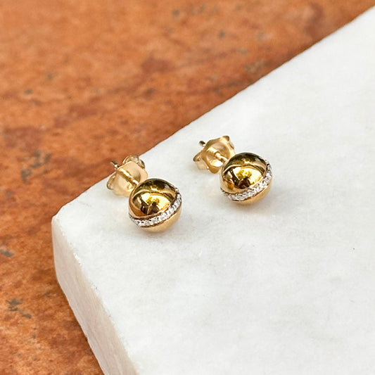 10KT Yellow Gold 6mm Ball Diamond Stud Earrings