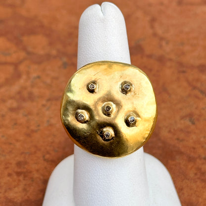 Estate 14KT Yellow Gold Handmade Hammered Round Band Ring 7 - LSJ