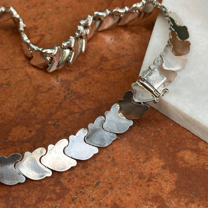 Sterling Silver Polished Large Link Collar Necklace 18''