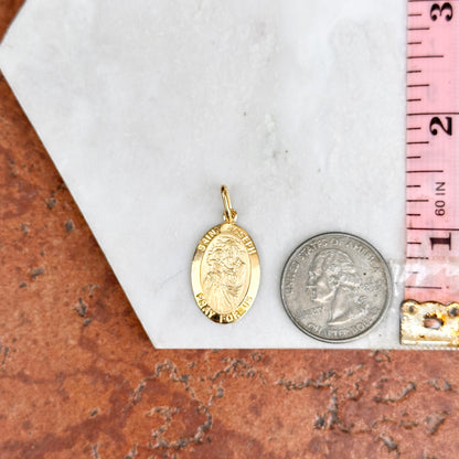 14KT Yellow Gold Oval St Jospeh Medal Pendant 22mm