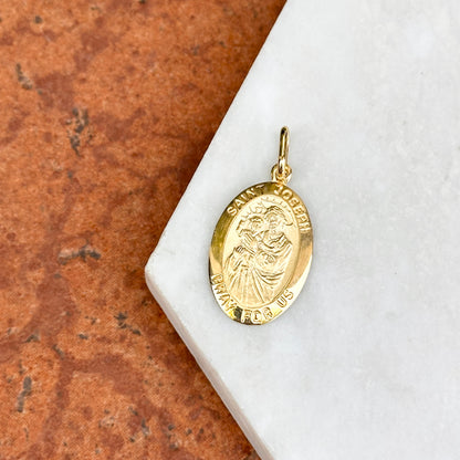 14KT Yellow Gold Oval St Jospeh Medal Pendant 22mm