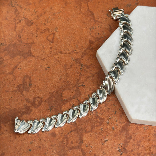 Sterling Silver Polished Large Link Bracelet + Safety 7.5''