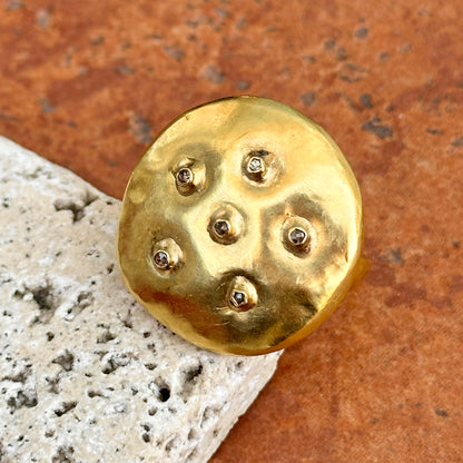 Estate 14KT Yellow Gold Handmade Hammered Round Band Ring 7 - LSJ