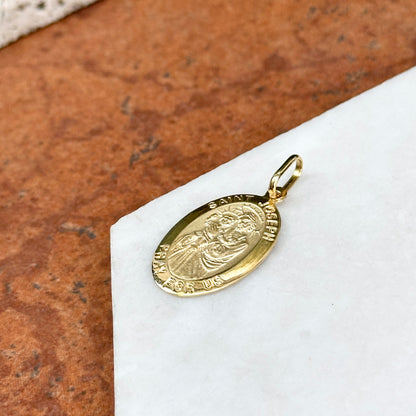 14KT Yellow Gold Oval St Jospeh Medal Pendant 22mm
