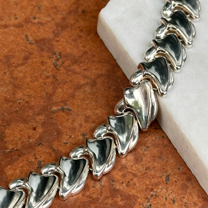 Sterling Silver Polished Large Link Bracelet + Safety 7.5''