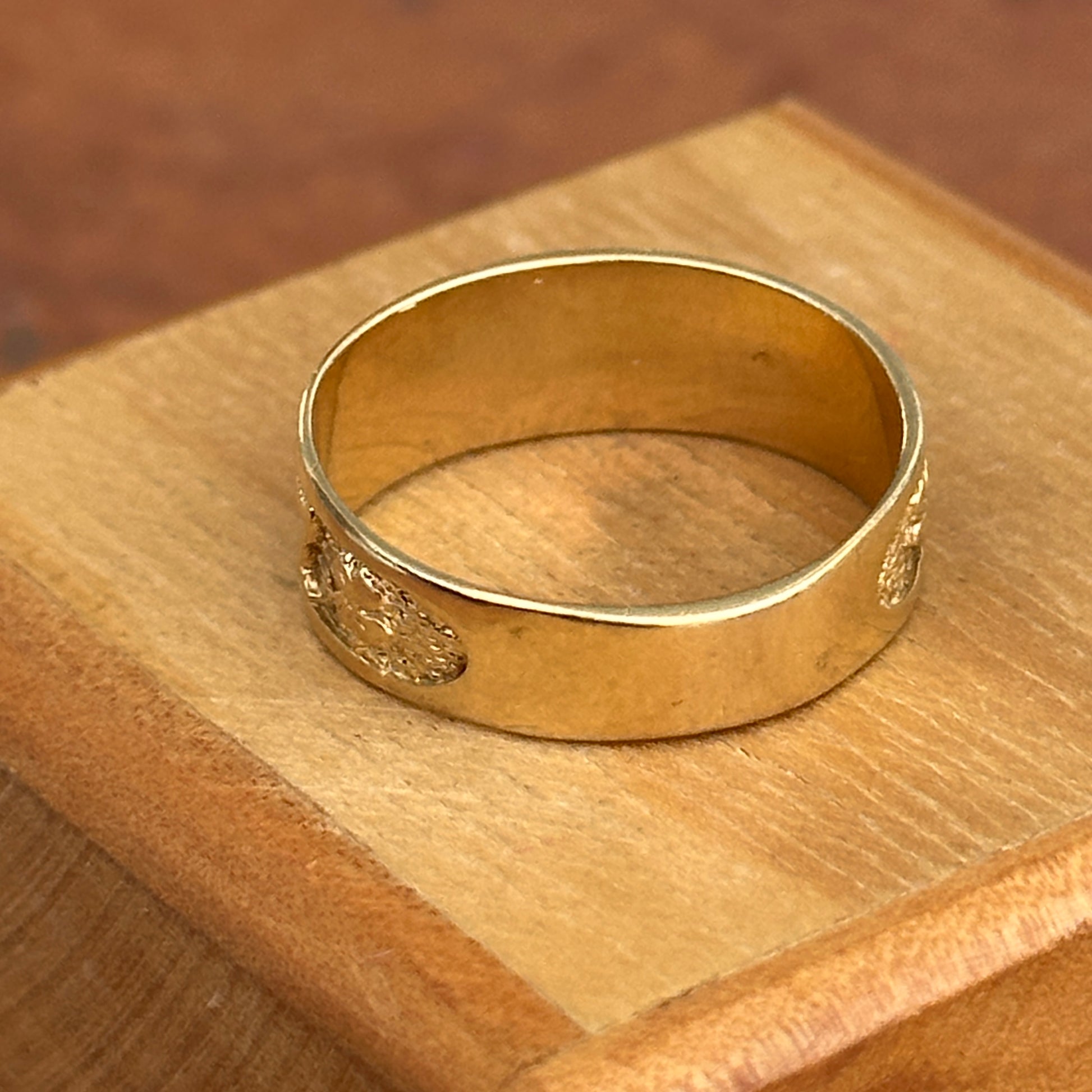 Estate 14KT Yellow Gold Lucky Cigar Band Ring Horseshoe Owl Farmer Elephant Clover Evil Eye Seven - LSJ