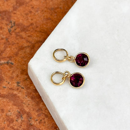Estate Gold-Tone Round Red Gemstone Earring Charms