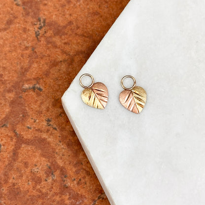 Estate 10KT Yellow Gold + Rose Gold Heart Earring Charms