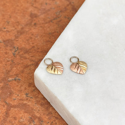 Estate 10KT Yellow Gold + Rose Gold Heart Earring Charms