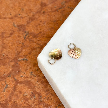 Estate 10KT Yellow Gold + Rose Gold Heart Earring Charms
