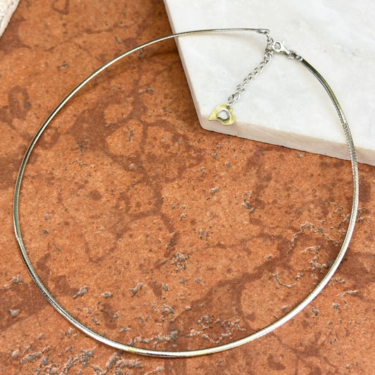 Gold-Plated Sterling Silver 2mm Omega Reversible Necklace