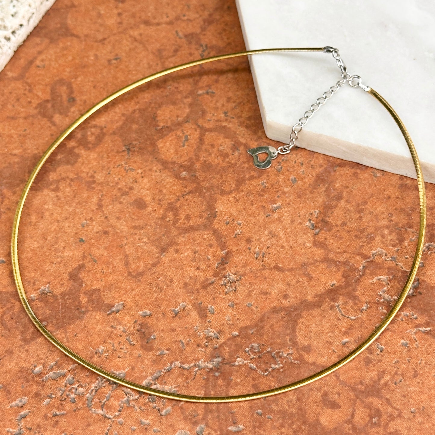 Gold-Plated Sterling Silver 2mm Omega Reversible Necklace