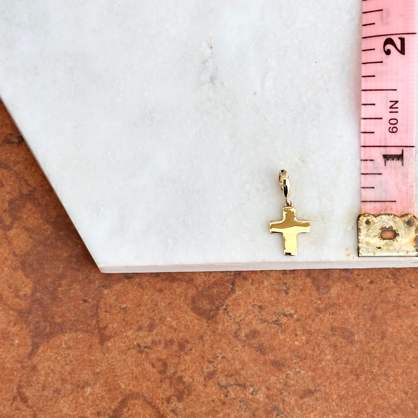 14KT Yellow Gold Polished Mini Cross Pendant Charm Clip - LSJ