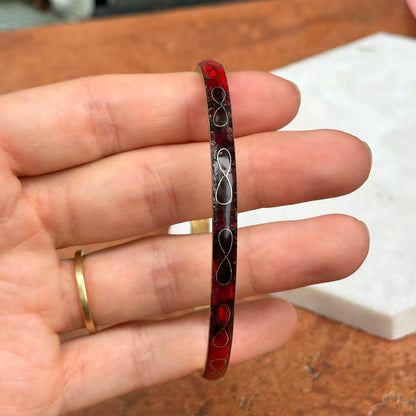 Estate Yellow Gold-Plated Ombre Enamel Bangle Bracelet