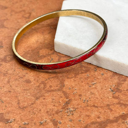 Estate Yellow Gold-Plated Ombre Enamel Bangle Bracelet