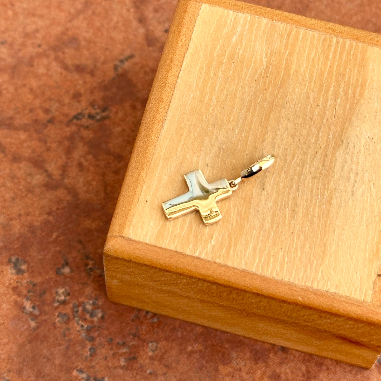 14KT Yellow Gold Polished Mini Cross Pendant Charm Clip - LSJ