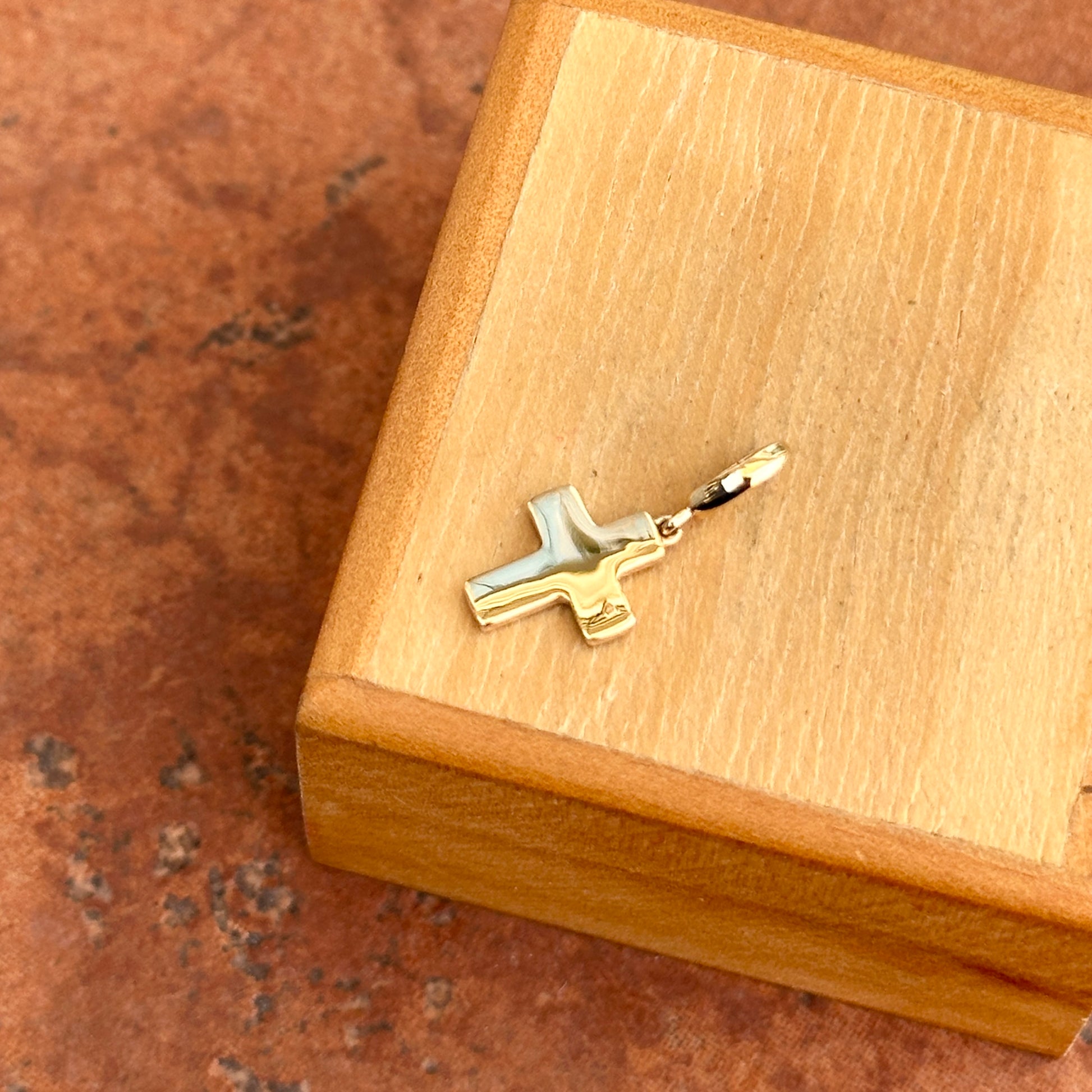 14KT Yellow Gold Polished Mini Cross Pendant Charm Clip - LSJ