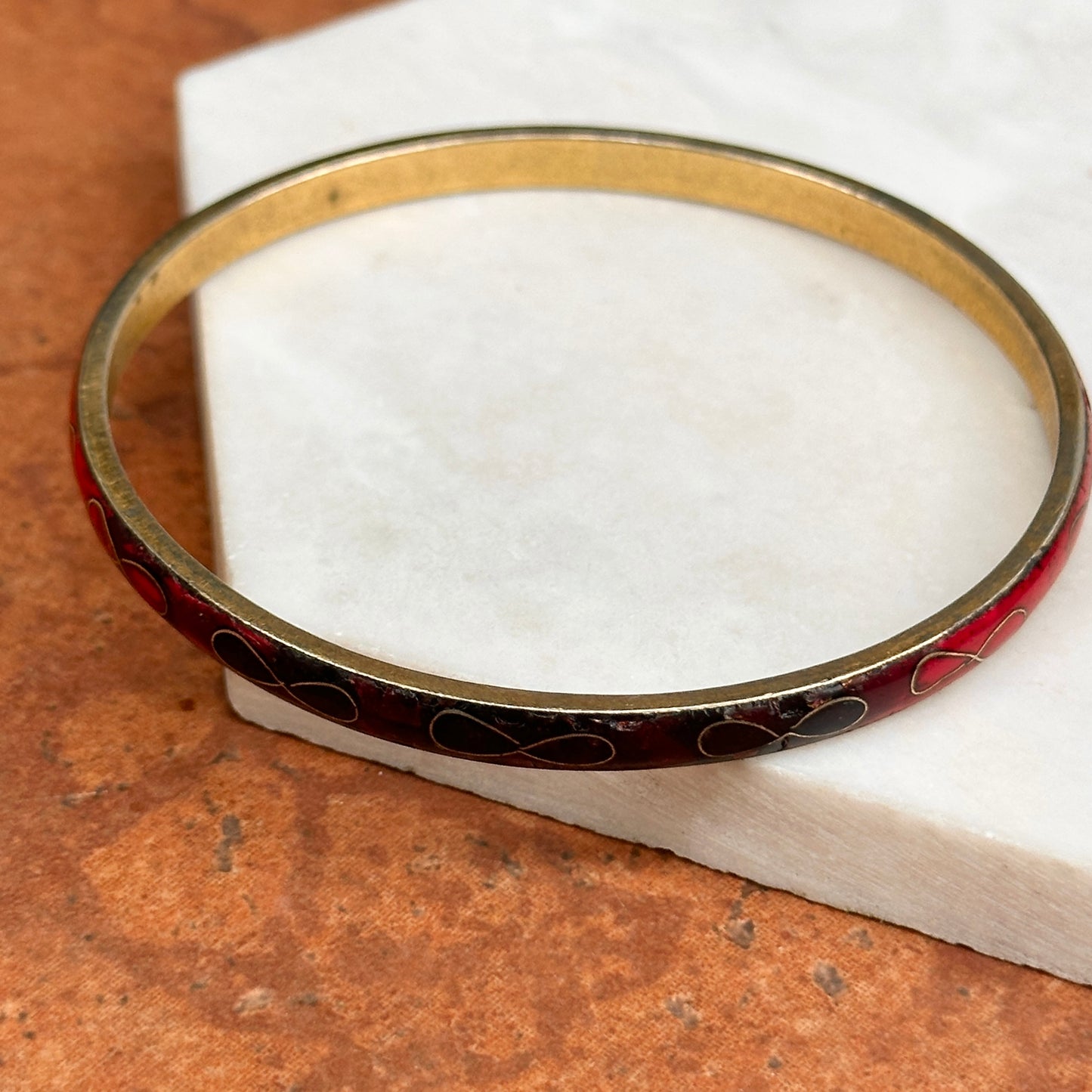 Estate Yellow Gold-Plated Ombre Enamel Bangle Bracelet