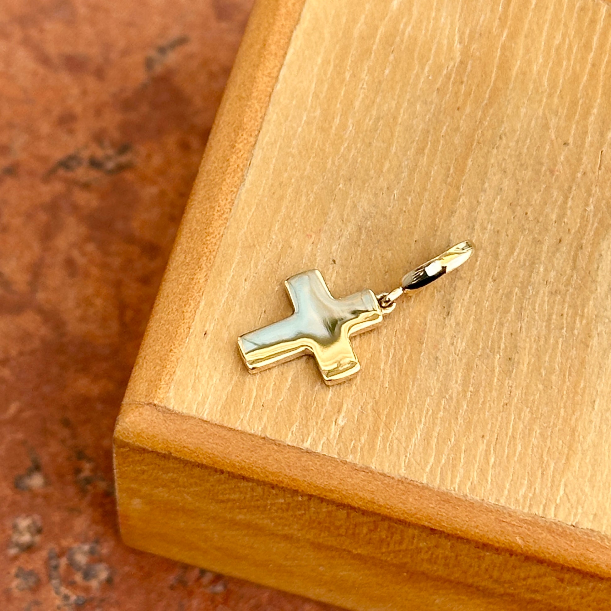 14KT Yellow Gold Polished Mini Cross Pendant Charm Clip - LSJ