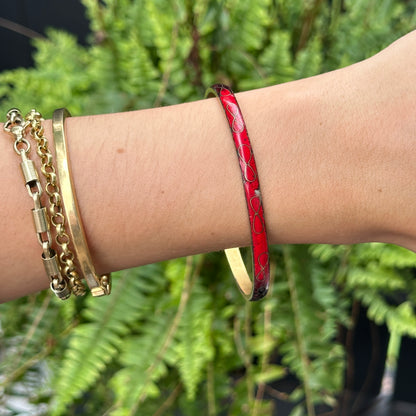 Estate Yellow Gold-Plated Ombre Enamel Bangle Bracelet