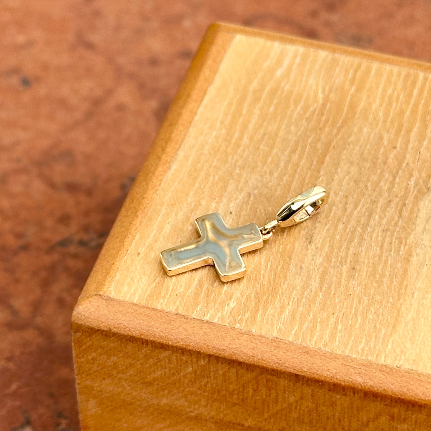 14KT Yellow Gold Polished Mini Cross Pendant Charm Clip - LSJ