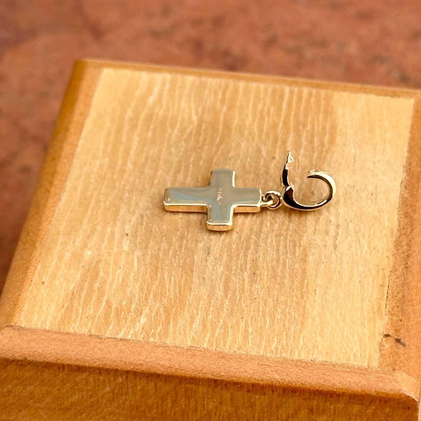 14KT Yellow Gold Polished Mini Cross Pendant Charm Clip - LSJ