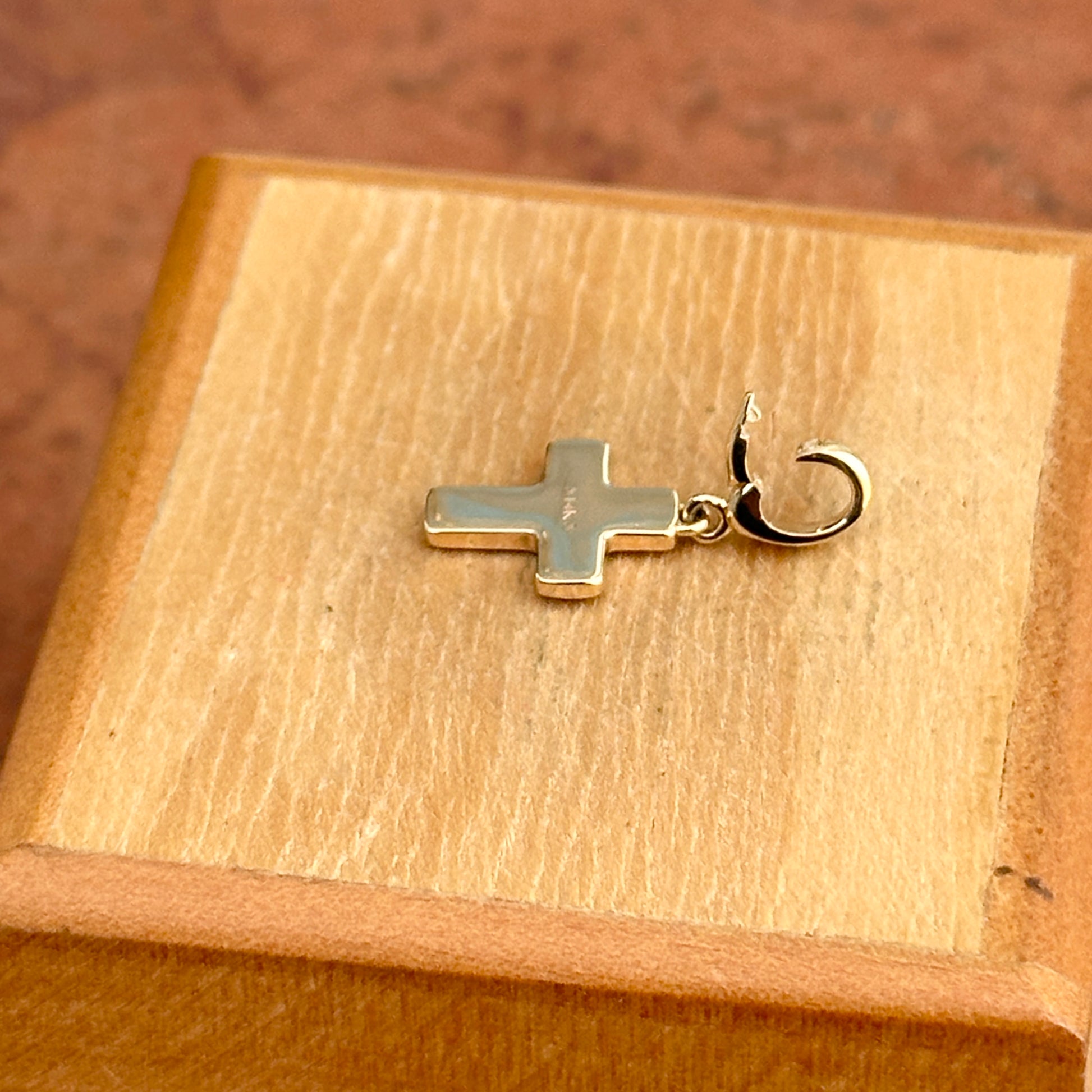 14KT Yellow Gold Polished Mini Cross Pendant Charm Clip - LSJ