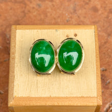 Load image into Gallery viewer, Estate 14KT Yellow Gold Oval Bezel Jade Omega Back Earrings