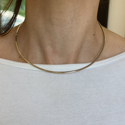 Gold-Plated Sterling Silver 2mm Omega Reversible Necklace