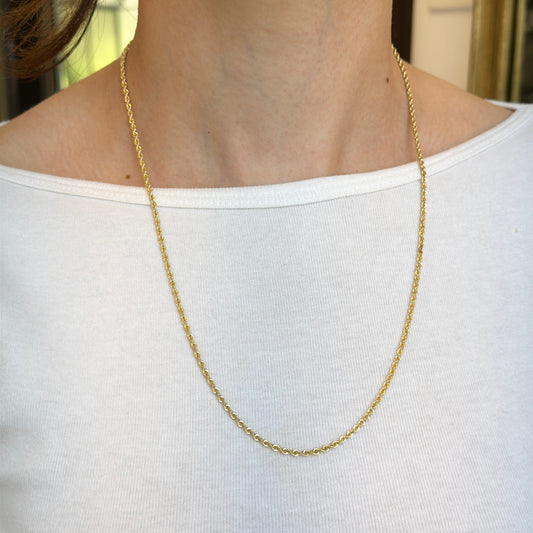 14KT Yellow Gold Solid 2.25mm Rope Chain Necklace - LSJ