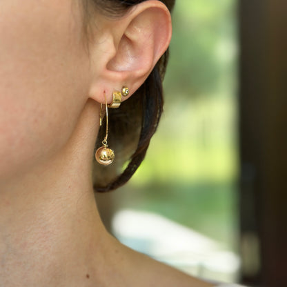 14KT Yellow Gold 10mm Ball Dangle Earrings