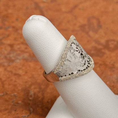 Estate 14KT White Gold Diamond-Cut Floral Open Work Ring