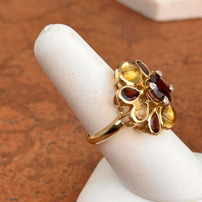 10KT Yellow Gold Citrine, Garnet and Diamond Ring - LSJ