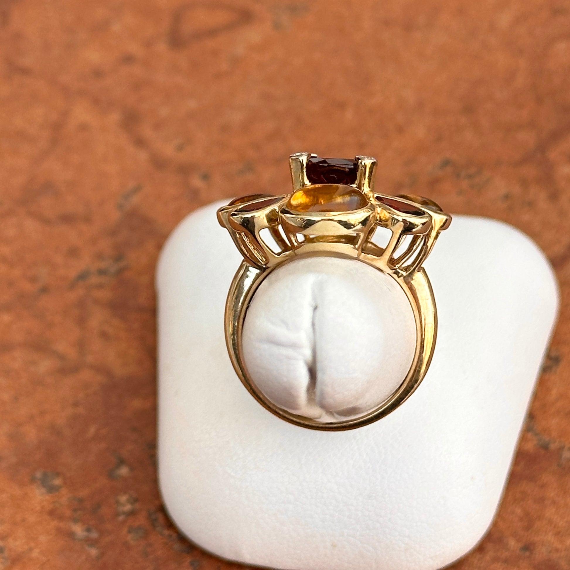 10KT Yellow Gold Citrine, Garnet and Diamond Ring - LSJ
