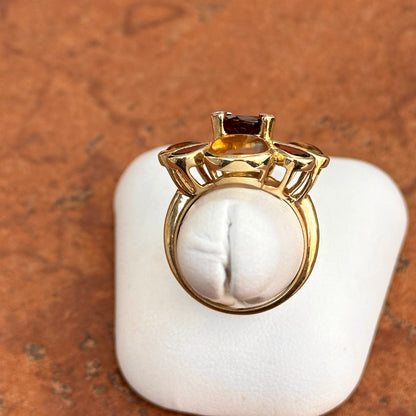 10KT Yellow Gold Citrine, Garnet and Diamond Ring - LSJ