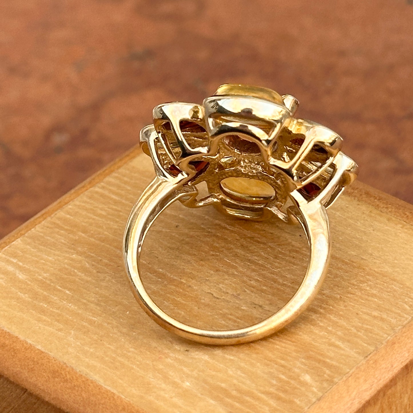 10KT Yellow Gold Citrine, Garnet and Diamond Ring - LSJ