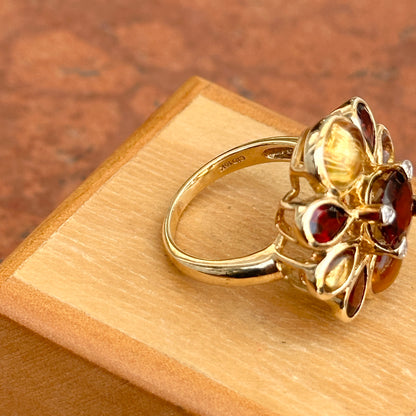 10KT Yellow Gold Citrine, Garnet and Diamond Ring - LSJ