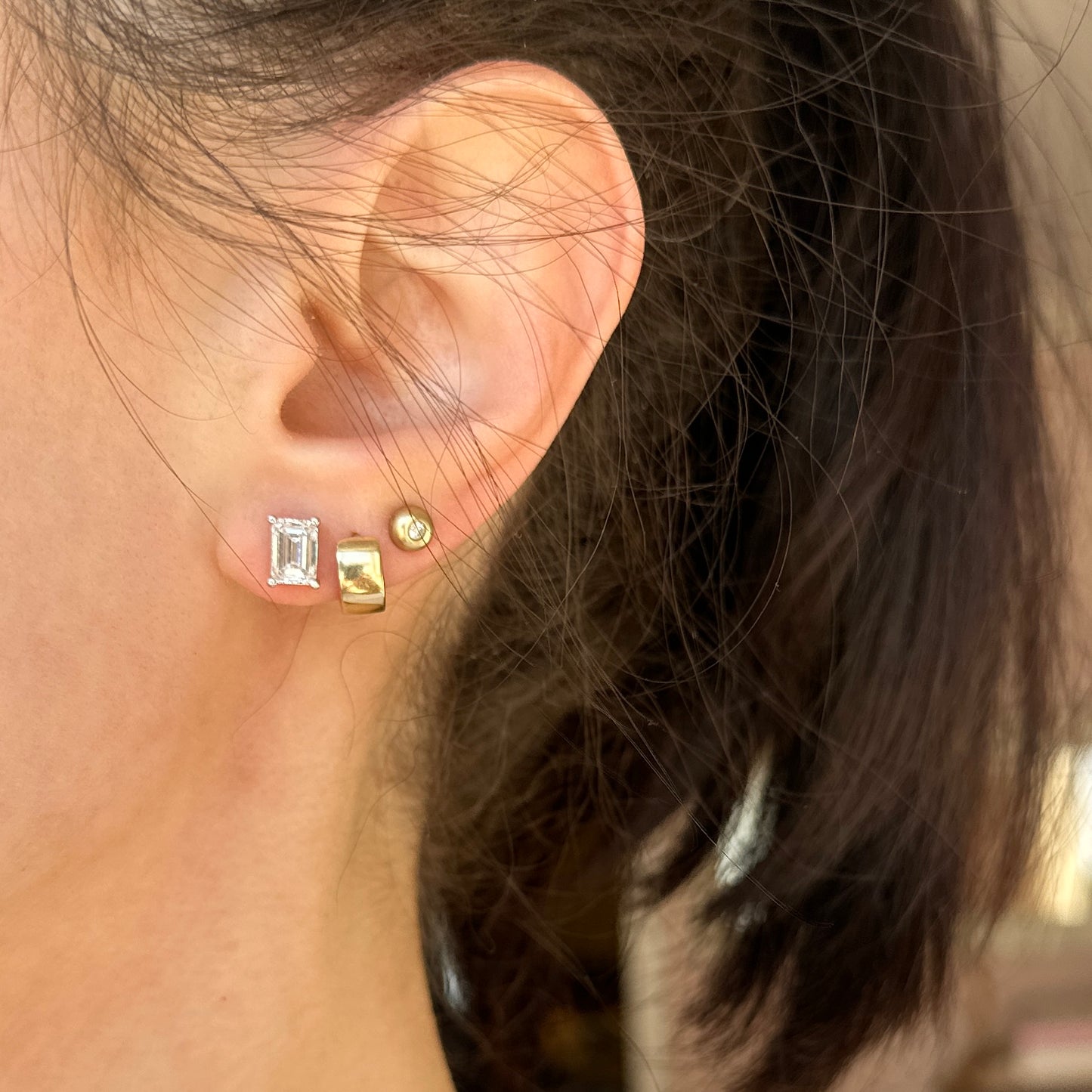 14KT White Gold 2 Carat Lab Grown Diamond Emerald Cut Prong Stud Earrings - LSJ