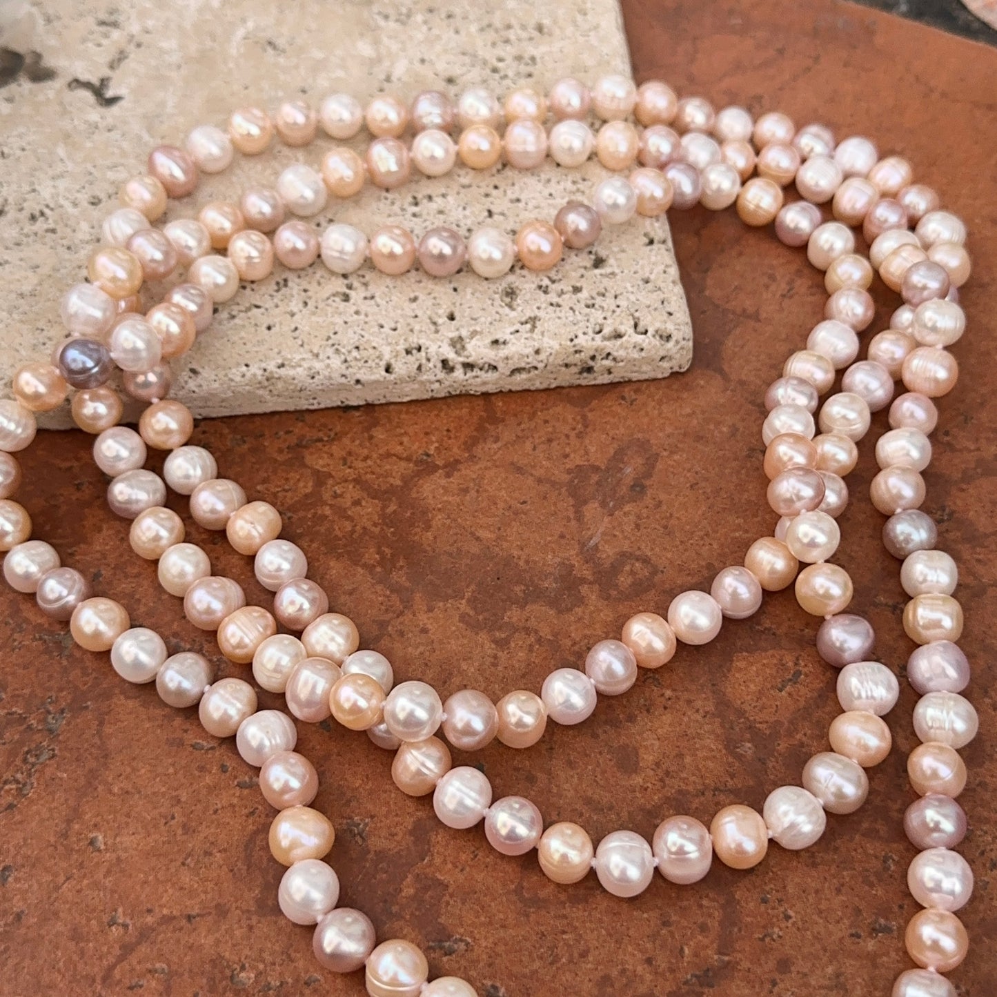 Estate Multi-Colored Freshwater Pearl Long Strand Necklace