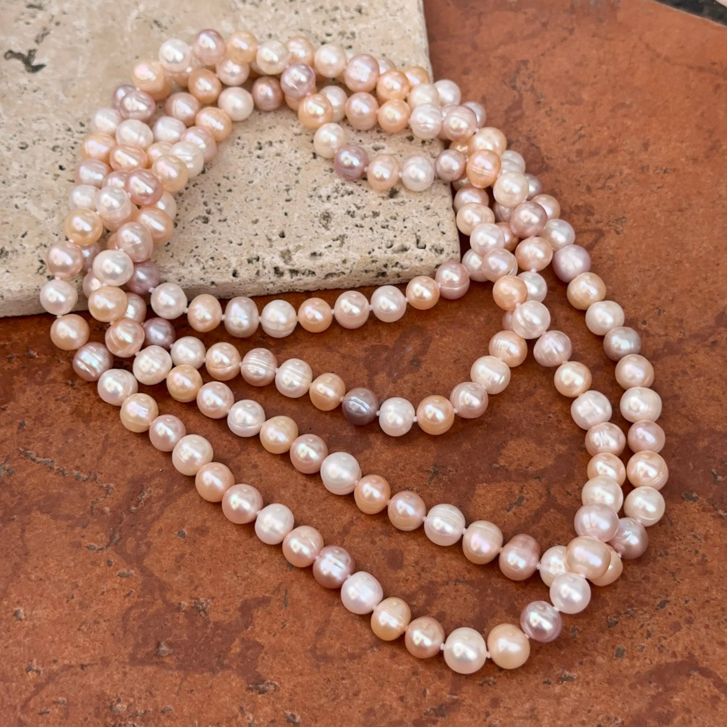 Estate Multi-Colored Freshwater Pearl Long Strand Necklace