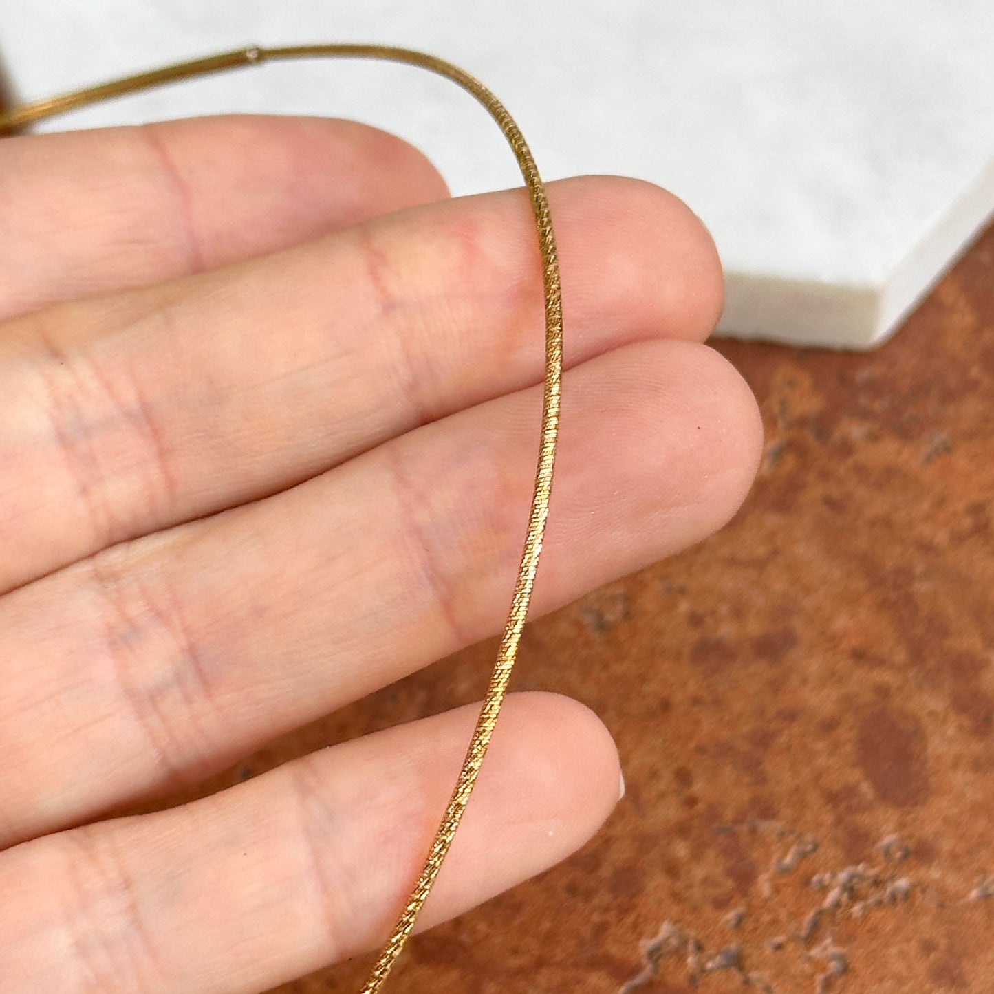 Estate 14KT Yellow Gold Plated Sterling Silver Snake Wire Collar 20''