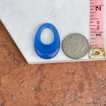 Oval Blue Glass Door Knocker Hooplet Earring Charms