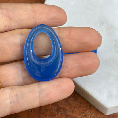 Oval Blue Glass Door Knocker Hooplet Earring Charms