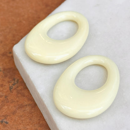 White Cream Oval Gemstone Earring Charms