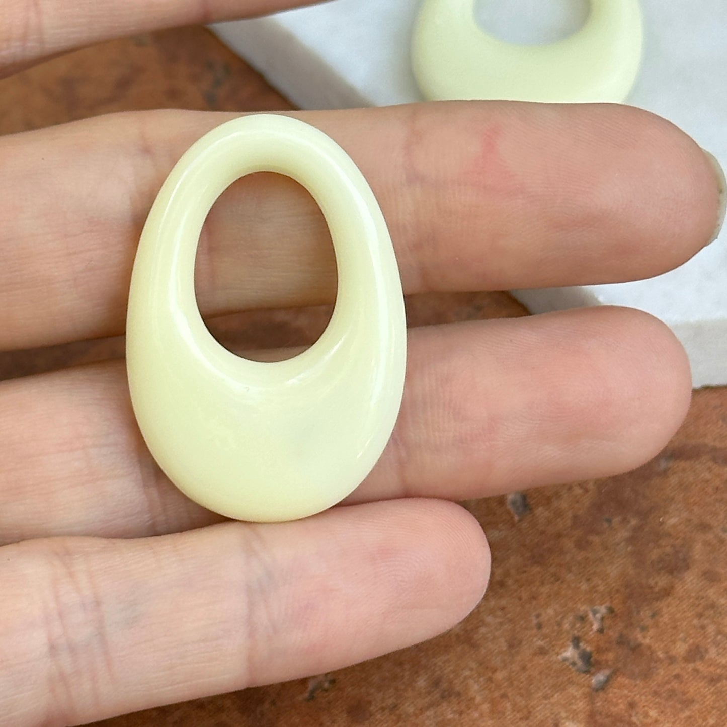 White Cream Oval Gemstone Earring Charms