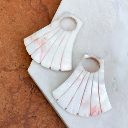 Estate Genuine Shell Fan Shaped Earring Charms