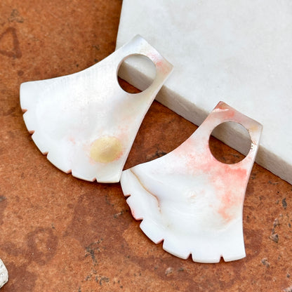 Estate Genuine Shell Fan Shaped Earring Charms