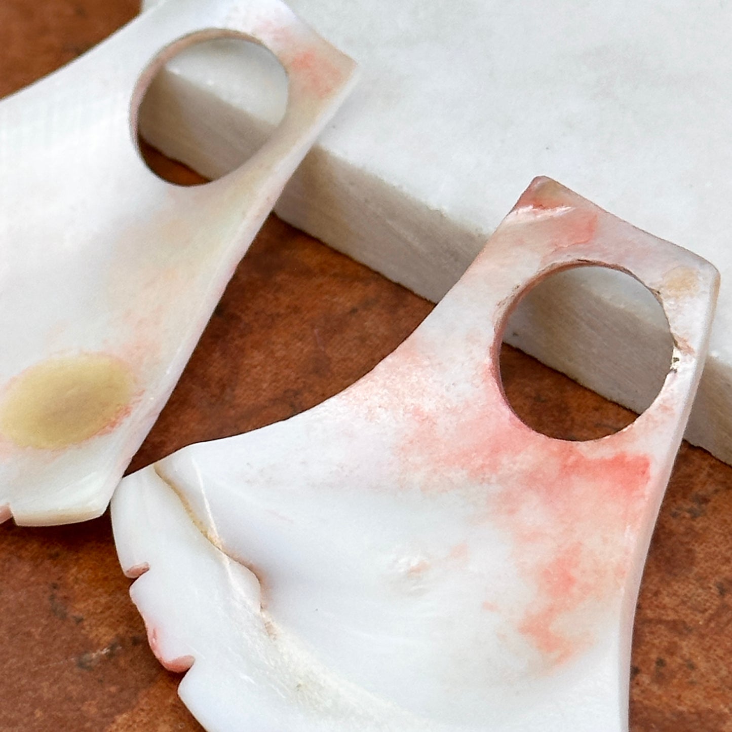 Estate Genuine Shell Fan Shaped Earring Charms