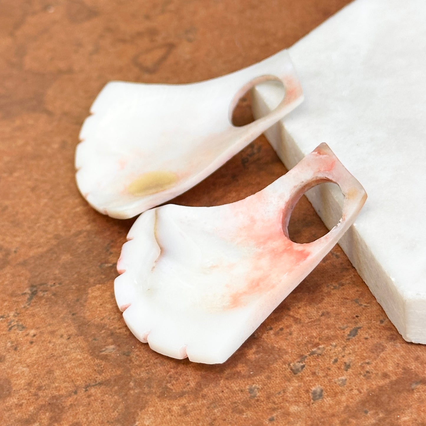 Estate Genuine Shell Fan Shaped Earring Charms